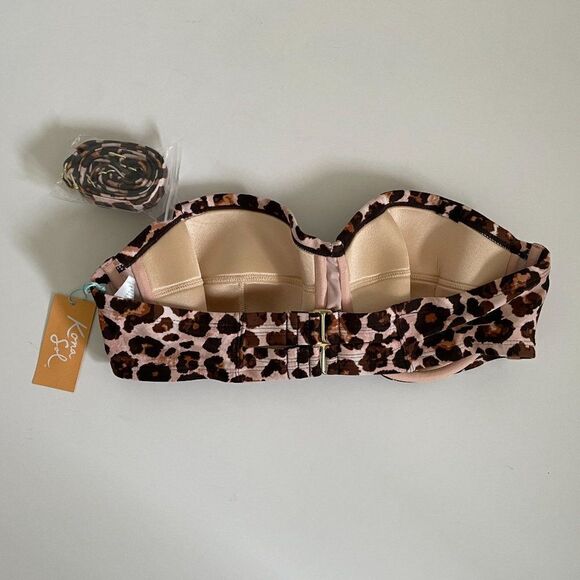 Kona Sol Swim Top Bandeau Animal Print Leopard Plus Womens - Picture 5 of 9